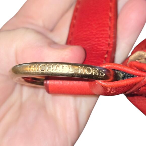 Michael Kors Chandler Collection Red Leather Turn Lock Shoulder Bag 13"X12"X5" - Picture 15 of 15